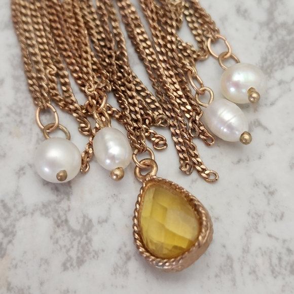 Cookie Lee copper and pearl dangling bead earrings NWT - Picture 9 of 10